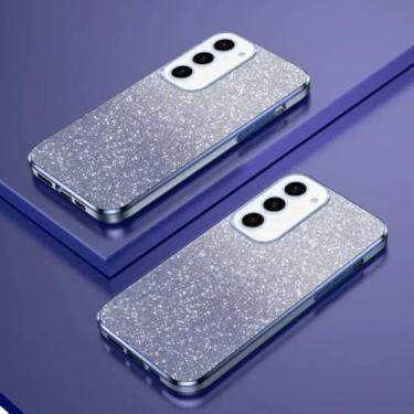 Imagem de Capa de celular com suporte magnético e glitter de TPU para Samsung Galaxy S25 Ultra S24 S23 Fe S22 S21 S20 S10 Plus Note 20 Ultra Pro (para Samsung S23/azul)