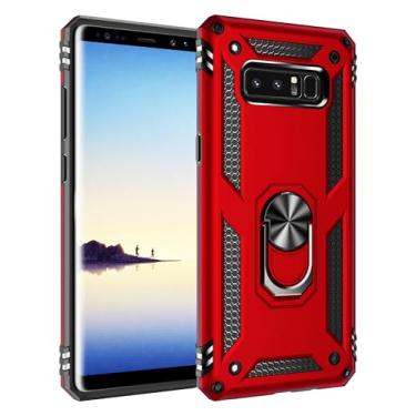 Imagem de SORAKA Capa para Samsung Galaxy Note 8 com suporte para anel Capa Slim Fit de TPU macio Capa Samsung Galaxy Note 8 com placa de metal para suporte magnético de telefone para carro