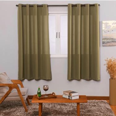 Imagem de Cortina Clássica Oxford Liso, 2,80m x 1,80m, com Ilhós Tabaco,100% Poliéster, para Varão de 2 Mts (Kaki)
