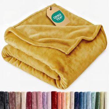 Imagem de Cobertor de lã ultramacio tamanho Queen - Cobertor Queen luxuoso de lã de flanela - Leve para poltrona de sofá-cama - grosso, quente e respirável - Todas as estações, aconchegante, felpudo, roupa de