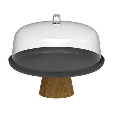 Imagem de Boleira Lume Preto Fechado com Cúpula Pé em Bambu BFB300PTF - Ou