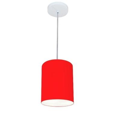 Imagem de Lustre Pendente Cilíndrico Md-4012 Cúpula Em Tecido 18x25cm Vermelho - Bivolt