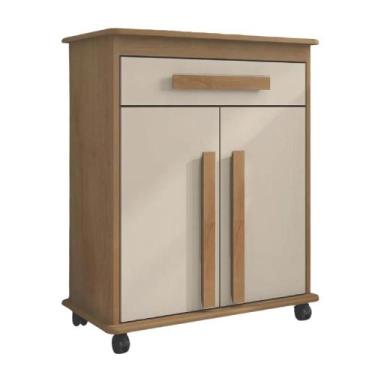 Imagem de Armário Balcão Multiuso 2 Portas 1 Gaveta com Rodízios Chile Cinamomo/