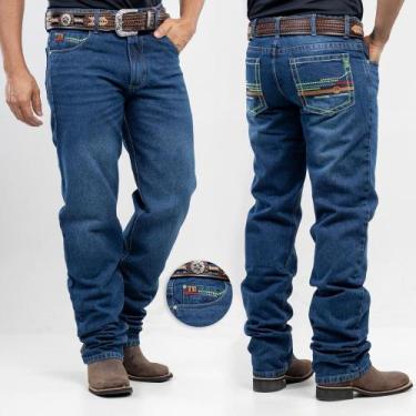 Imagem de calça country masculina jeans rodeio ,americana e barra balão tradicio