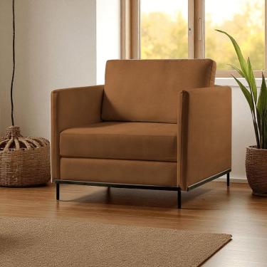 Imagem de Poltrona Luxo Madeira Maciça Eucalipto Ravi Caramelo