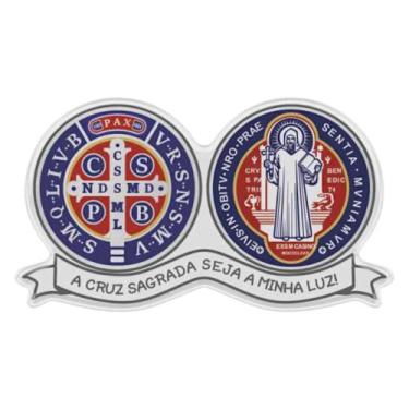 Imagem de Adesivo Medalha de São Bento Prateado 9 cm - FORNECEDOR 6