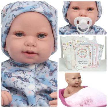 Imagem de Boneca Reborn Bebê Carequinha Pode Molhar Com Acessórios - Cegonha Reb