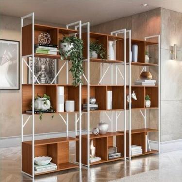 Imagem de Kit 3 Estantes para Livros 7 Prateleiras 200cmx216cm Office Industrial