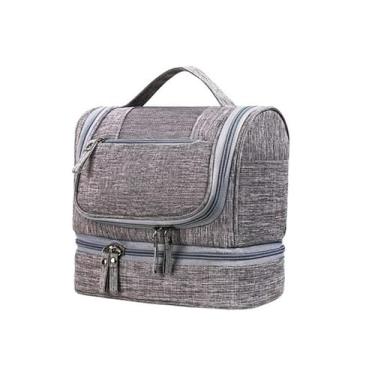 Imagem de Nécessaire Bolsa De Viagem 3 Divisórias Impermeável Com Alça Portátil (Cinza)