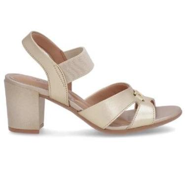 Imagem de Sandália Usaflex em Couro Salto Bloco de 7cm Tira Elástica Cor:;Tamanho:39;Genero:Mulher-Feminino