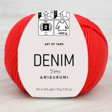 Imagem de Jeans Amigurumi Fio Arte 55% Algodão 45% Poliacrílico 50 g 174 m Macio Suave Esporte Fino (2) Para Crochê, Tricô, Cobertores de Tricô, Roupas de Bebê Mais Cores (Vermelho Brilhante, Pacote 1)