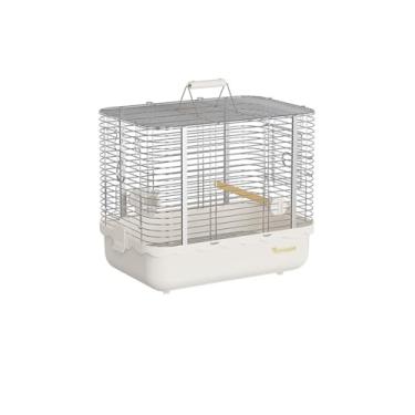 Imagem de Gaiola de pássaro para papagaio portátil para sair, aço inoxidável, horizontal, malha de arame portátil, ninho de pássaro (branco)