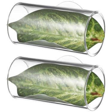 Imagem de POPETPOP 2 peças Betta Fish Hideout Clear Leaves Cilíndrico Decoração de aquário para exploração de peixes Betta Acessório de copo estável para segurança
