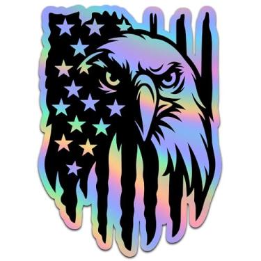 Imagem de Adesivo de decalque holográfico fosco à prova d'água 15,2 cm de vinil ao ar livre carro, caminhão, barco, capacete, laptop, águia patriótica, design de fé cristã (águia patriótica)