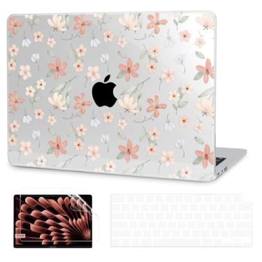 Imagem de G JGOO Capa compatível com MacBook Air de 13 polegadas 2025 2024 2023 2022 M4 A3240 M3 A3113 M2 A2681, capa rígida transparente para MacBook Air de 13,6 polegadas + capa de teclado + protetor de tela