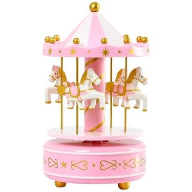 Imagem de Carrossel Musical Caixinha Música Cavalinhos Bebê Quarto (Rosa)