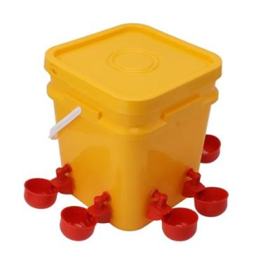 Imagem de aqxreight Copo Automático de água para Frango, Com Barril Portátil de 12l, Equipamento para Beber Aves, Balde de Pato de Ganso + Cabeça Vermelha (Balde + Tigela Pássaro Vermelho Conjunta)