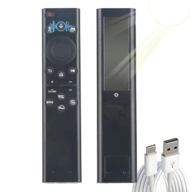 Imagem de Substituição de controle remoto de voz solar BN59-01385A para TVs Samsung (modelos 2018-2025) universal compatível com Smart Neo OLED, quadro, Crystal UHD 4K/8K TVs recarregáveis via USB C solar, 4