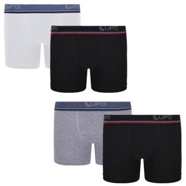 Imagem de Kit 4 - Cuecas Boxer Infantil Lupo Kids Algodão Meninos Confortável, M