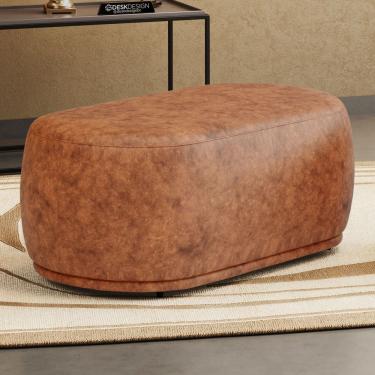 Imagem de Puff Decorativo Orgânico Living Molly 02 Lugares Couríssimo Caramelo - Desk Design