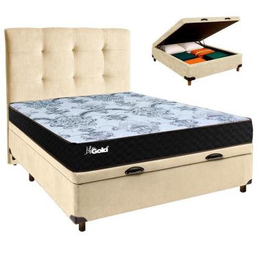 Imagem de Kit Cama Box Bau + Cabeceira + Colchão Casal Molas Ensacadas - Life Gold - Paropas