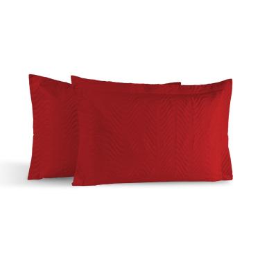 Imagem de Kit 02 Portas Travesseiros Percal 180 Fios Silver 60% Algodão 40% Poliéster - Vermelho