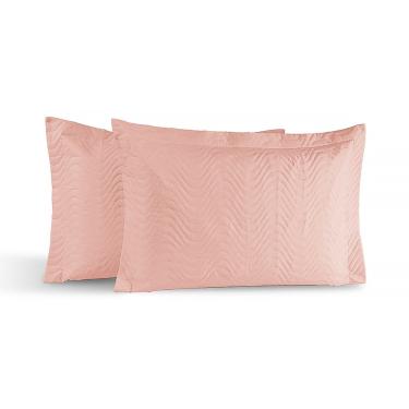 Imagem de Kit 02 Portas Travesseiros Percal 200 Fios Algodão Gold 100% Algodão - Rosê
