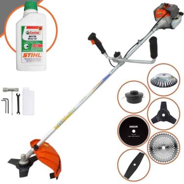 Imagem de Aparador de Grama À Gasolina Vulcan VP330P 33cc 1,2HP 10.000rpm Roçadeira Multifuncional Com Guidão Anti-Vibração 6 Opções de Cortes + ÓLEO STIHL 2T