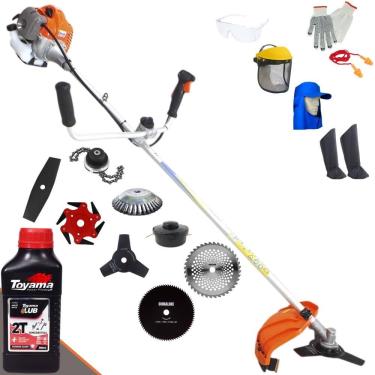 Imagem de Roçadeira VR430P Vulcan 43cc C/ Carretel Nylon + Facas 2 Pontas, 3 Pontas, 6 Pontas, 40 Dentes, 80 Dentes, Trimmer e Escova de Aço + EPI + ÓLEO TOYAMA