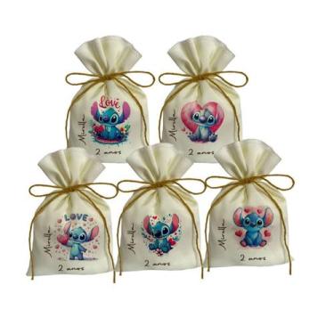 Imagem de Saquinhos Stitch Love Lembrancinhas Personalizados 20 Unidades - NoBra