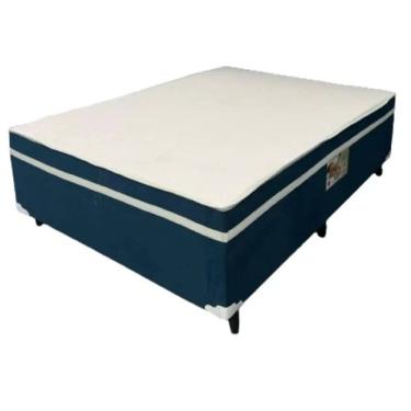 Imagem de Cama Box Alto Nivel Casal com Molas Ensacadas 138x188x60cm Cor Azul