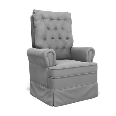 Imagem de Poltrona de Amamentação com Balanço Laura Veludo Cinza TB122 Base de Madeira - D'Rossi