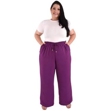 Imagem de Calça Plus Size Estilo Pantalona Feminina Cintura Alta Dunas Tendencia