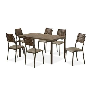 Imagem de Conjunto mesa inovare dc rt. 1,40x0,80 mdp-6 cad.dalia junco dc -bc-80