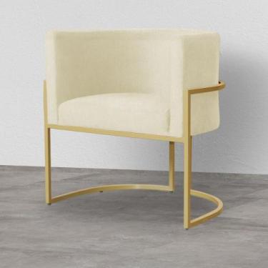 Imagem de Poltrona Decorativa Sala de Estar Luna Base Dourada - Straso, Suede Ma