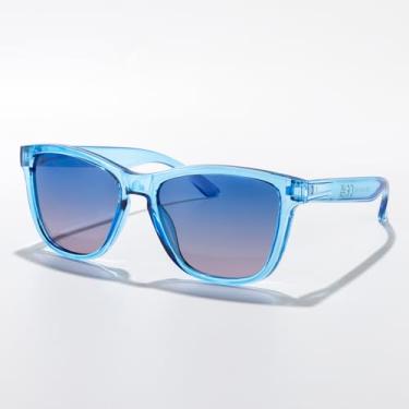 Imagem de Óculos de sol vintage olho de gato para homens e mulheres, clássico, retrô, moderno, para esportes ao ar livre, dirigir, uso diário UV400, Armação azul Tra/Lente gradiente azul, Lens Width: 54