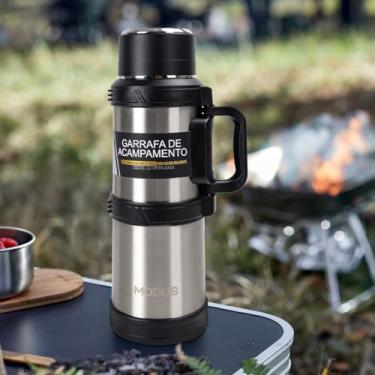 Imagem de Garrafa Térmica 2.4 Litros Quente Frio Com Isolada Térmico Capacidade Viagem Garrafa De Agua (Prata)