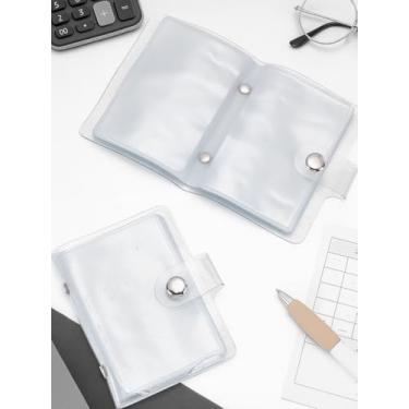 Imagem de 2 unidades de mini porta-cartões de foto de PVC, porta-cartões de foto retangular transparente, pequeno álbum de fotos brilhante para graduações, cartões de crédito, cartões postais e assim por diante