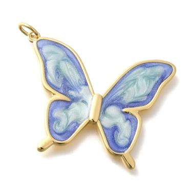 Imagem de 5 peças de pingentes de borboleta esmaltados para fabricação de joias de liga de cores mistas, pingentes de animais de inseto, para colar, pulseira, brincos, chaveiros, azul centáurea