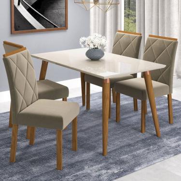 Imagem de Mesa de Jantar 4 Lugares Adele Madeira/Off White/Joli - Cimol