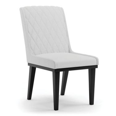 Imagem de Cadeira Sala De Jantar Base Madeira Preto Sofia Linho Cinza A05 D03 - D'rossi