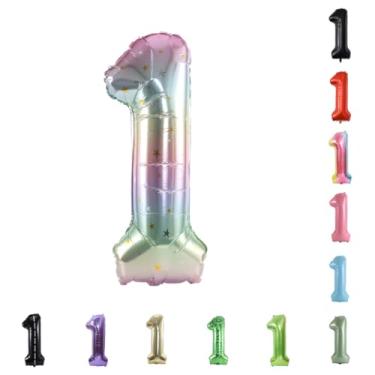 Imagem de Balão grande de hélio com número de hélio de 101 cm para festa de casamento 0-9 (pastel, 1)