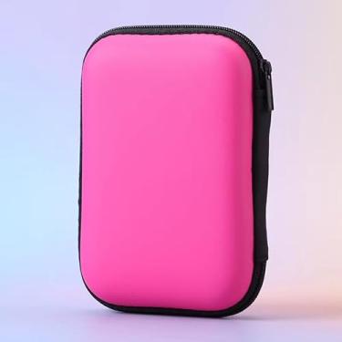 Imagem de Capa de fone de ouvido mini portátil, estojo de transporte portátil de EVA (EVA), bolsa de armazenamento de viagem para tampões de ouvido - magenta