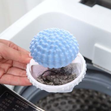 Imagem de 1 removedor de pelos de animais de estimação reutilizável para lavanderia – filtro de cabelo para máquina de lavar, bolsa de malha de armadilha de fiapos flutuante e bolas de lavagem portáteis, azul