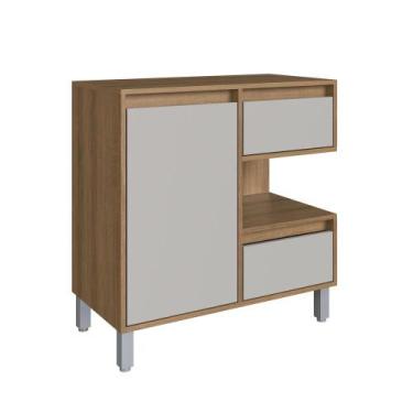 Imagem de Gabinete para Banheiro 80cm 1 Porta 2 Gavetas e Nicho Mel/Arenas Paula