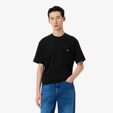 Imagem de Camiseta de Algodão com Bolso no Peito - Lacoste, L, Preto
