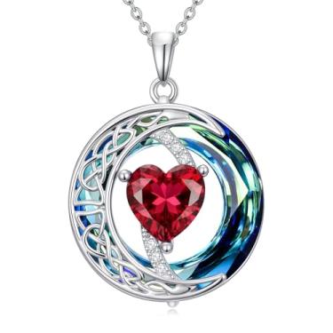 Imagem de IMZM Colar de pedra do mês de nascimento para mulheres, pingente de lua celta, colar de cristal azul, joia de coração, presente de aniversário de Natal para filha, esposa, mãe, irmã, Base, Zircônia