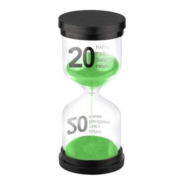 Imagem de SuLiao Ampulheta de 20 minutos, temporizador de areia verde, relógio de areia colorido de 20 minutos, reloj de arena de plástico de 20 minutos, ampulheta de vidro de hora grande, cozinha, jogos, sala