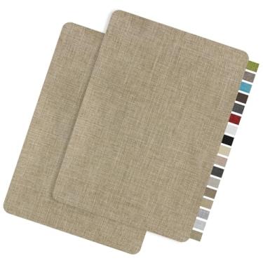 Imagem de CLINTT 2 peças de remendos de reparo de tecido de linho de 20 x 28 cm, tecido autoadesivo para sofá com cola forte para sofá, assento de carro, tendas, móveis (Camel)