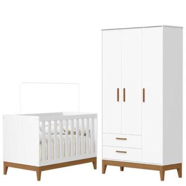 Imagem de Guarda Roupa Infantil Flip 3 Portas Com Berço Americano Flip Branco Ac